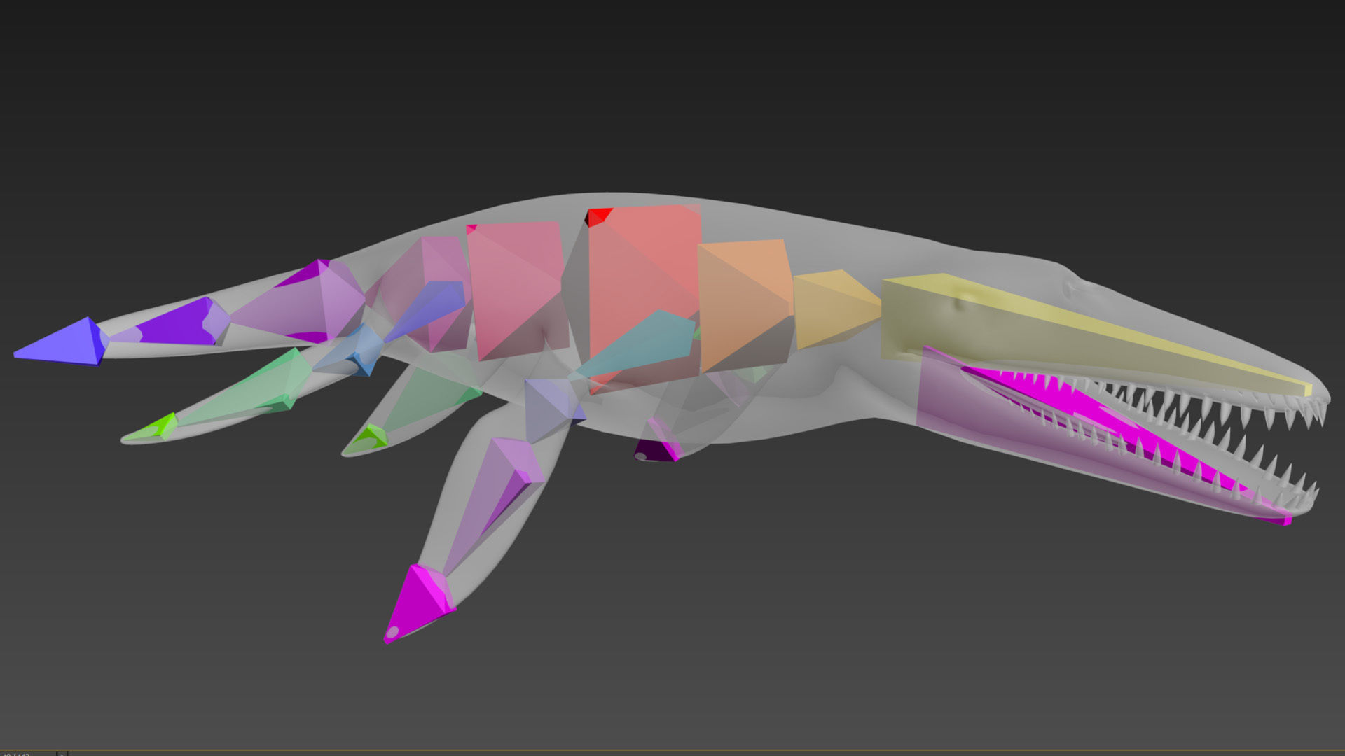 Realistic Pliosaur Mosasaurus with UE4 Support Low-poly 3D model_12