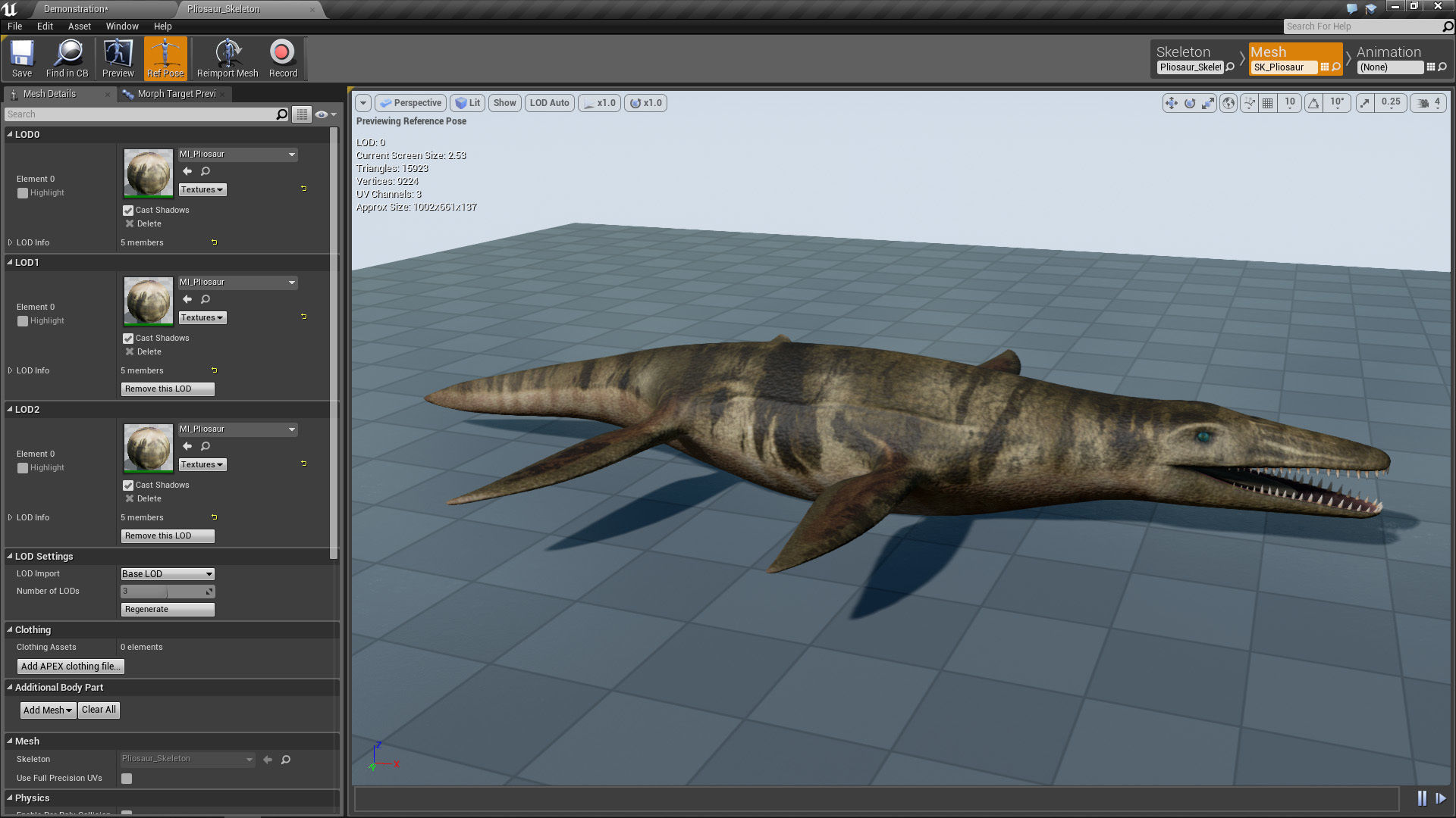 Realistic Pliosaur Mosasaurus with UE4 Support Low-poly 3D model_10