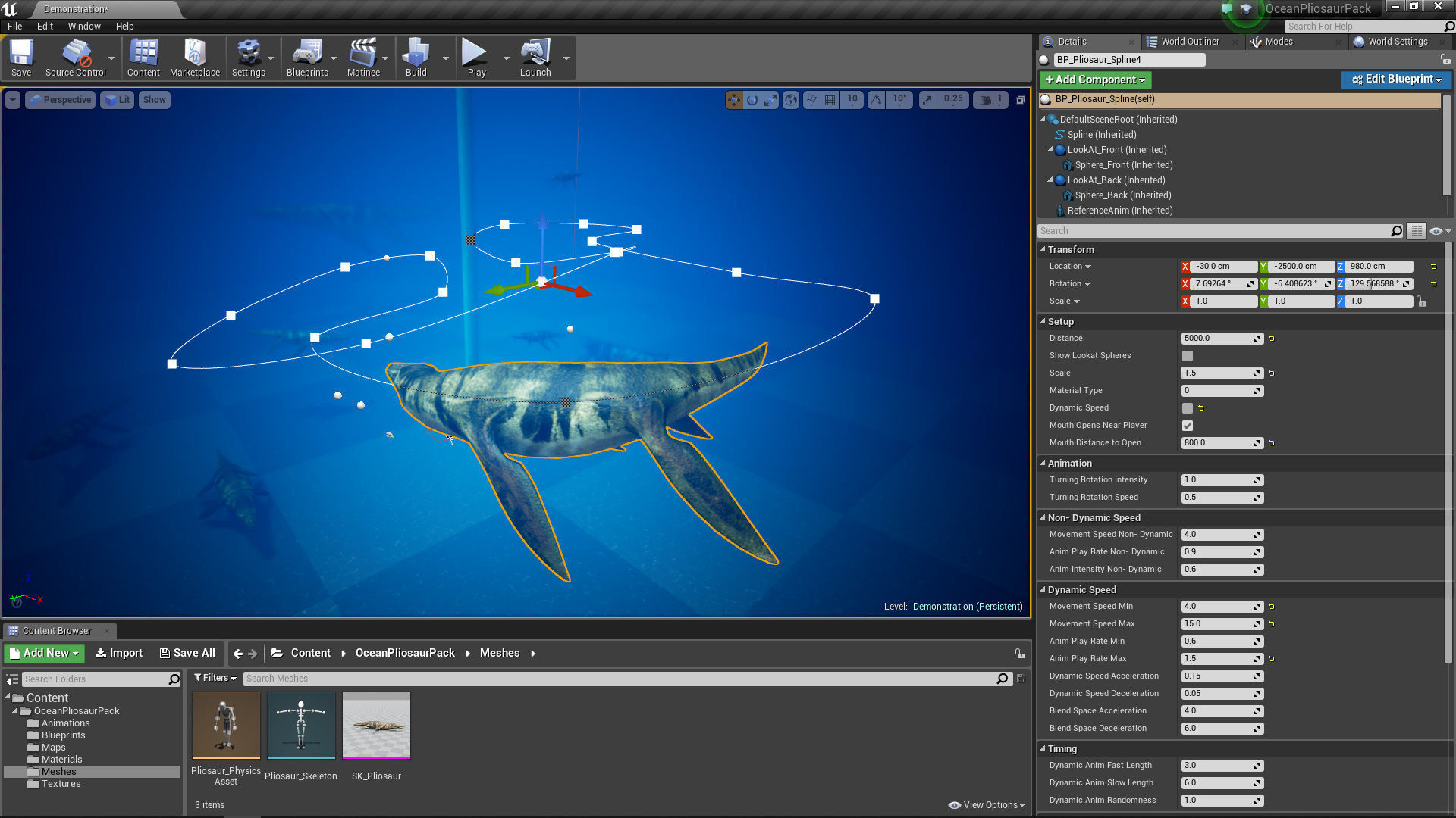 Realistic Pliosaur Mosasaurus with UE4 Support Low-poly 3D model_7
