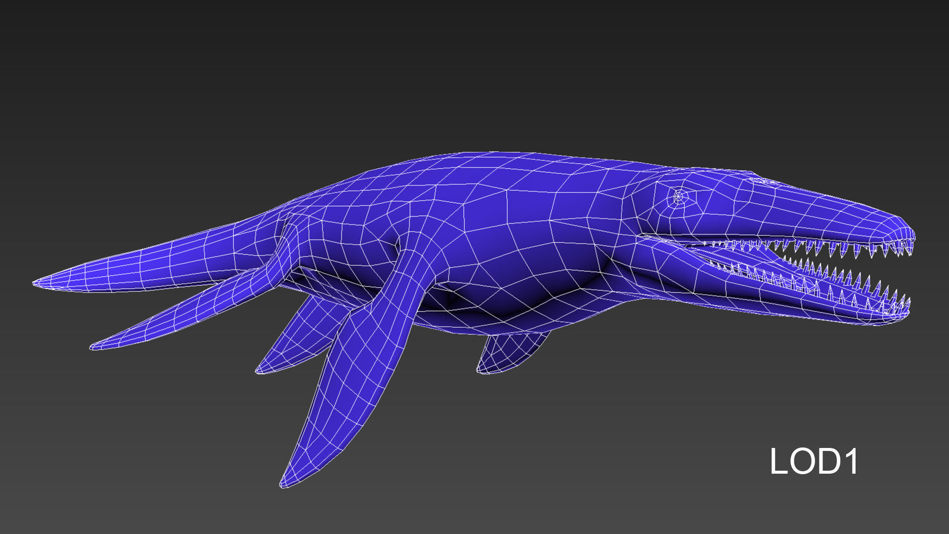 Realistic Pliosaur Mosasaurus with UE4 Support Low-poly 3D model_14