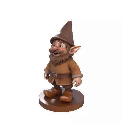2571Fairy Tale Gnome Color Full Body Figurine on Base 3D print model_35