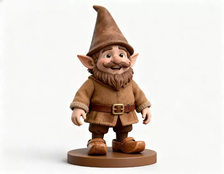 2571Fairy Tale Gnome Color Full Body Figurine on Base 3D print model_1