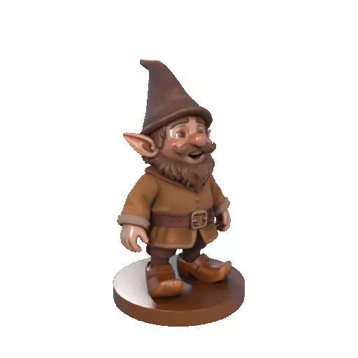 2571Fairy Tale Gnome Color Full Body Figurine on Base 3D print model_11