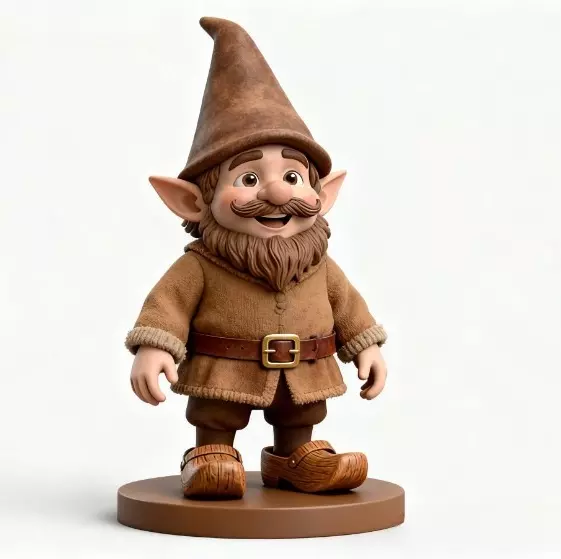 2571Fairy Tale Gnome Color Full Body Figurine on Base 3D print model_6