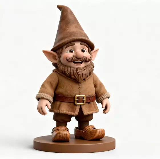 2571Fairy Tale Gnome Color Full Body Figurine on Base 3D print model_4