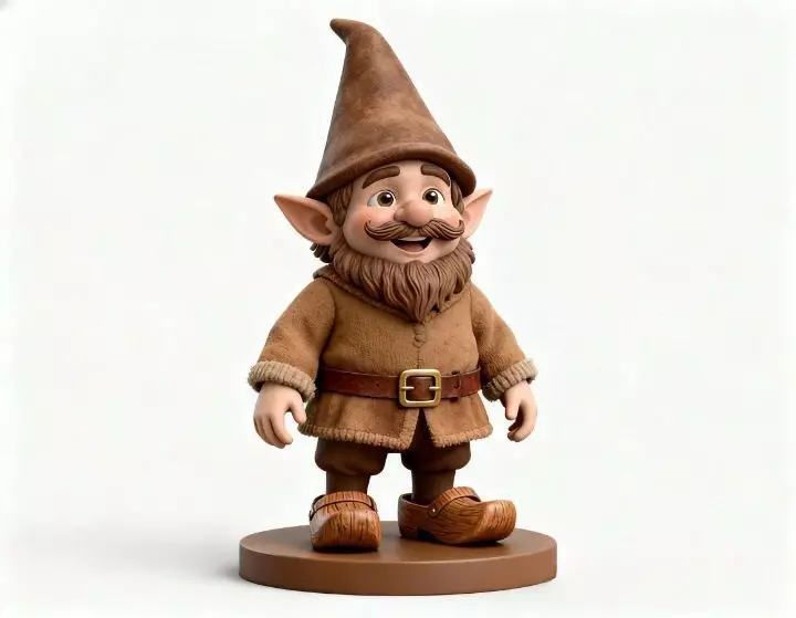 2571Fairy Tale Gnome Color Full Body Figurine on Base 3D print model_2