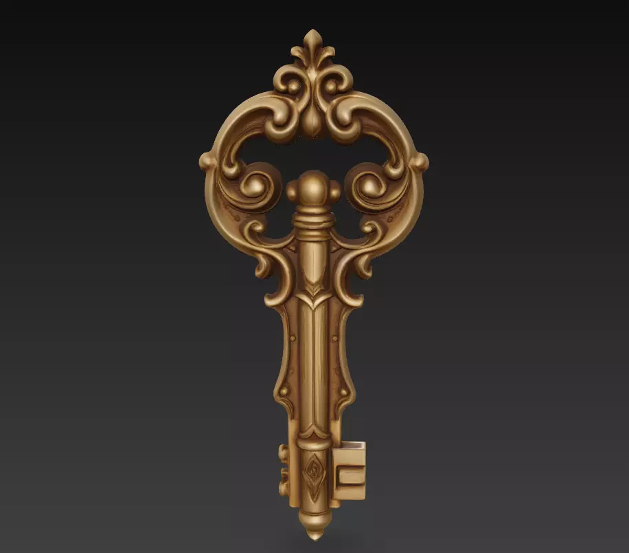 Grand Baroque Key - Royal Relic Heritage 3D Model 3D print model