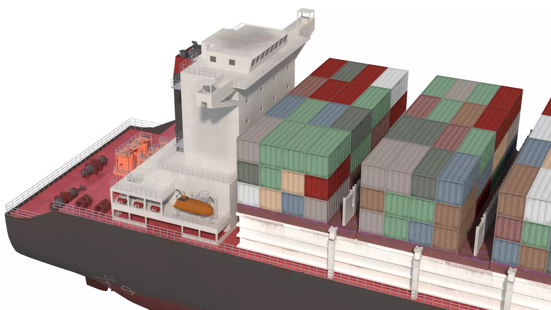 Cargo container ship detailed Lowpoly 082 AP 3D model_6