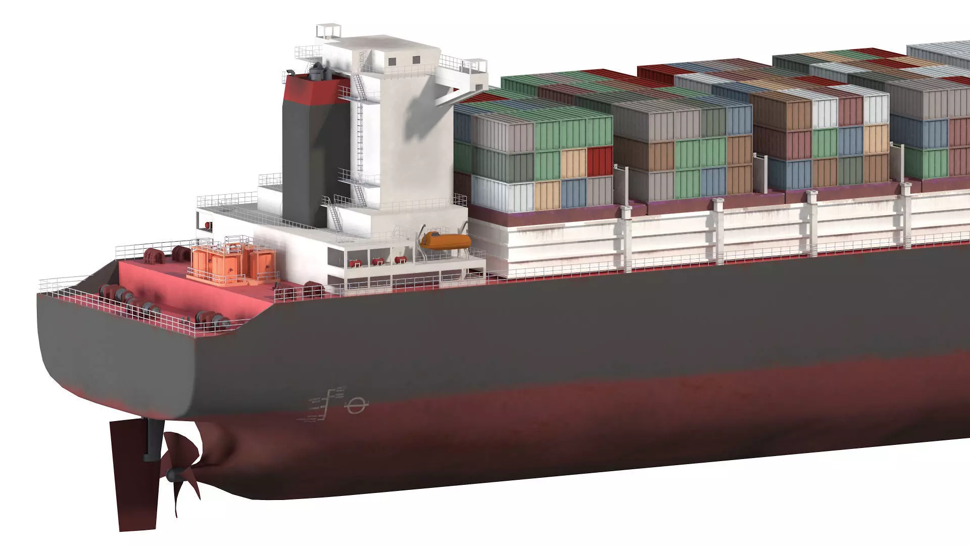 Cargo container ship detailed Lowpoly 082 AP 3D model_7