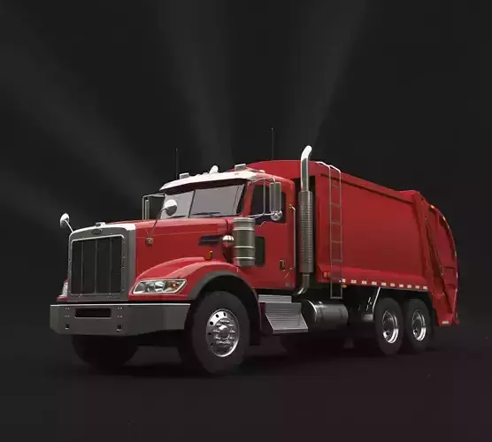 Red Garbage Truck 3D model