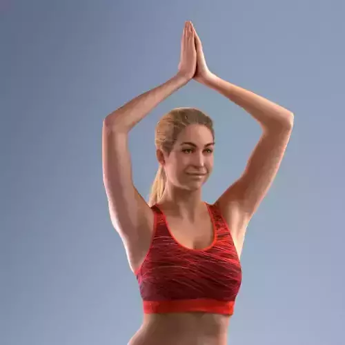 Pre posed Europeaan woman 3D model in sports attire doing yoga 3D model