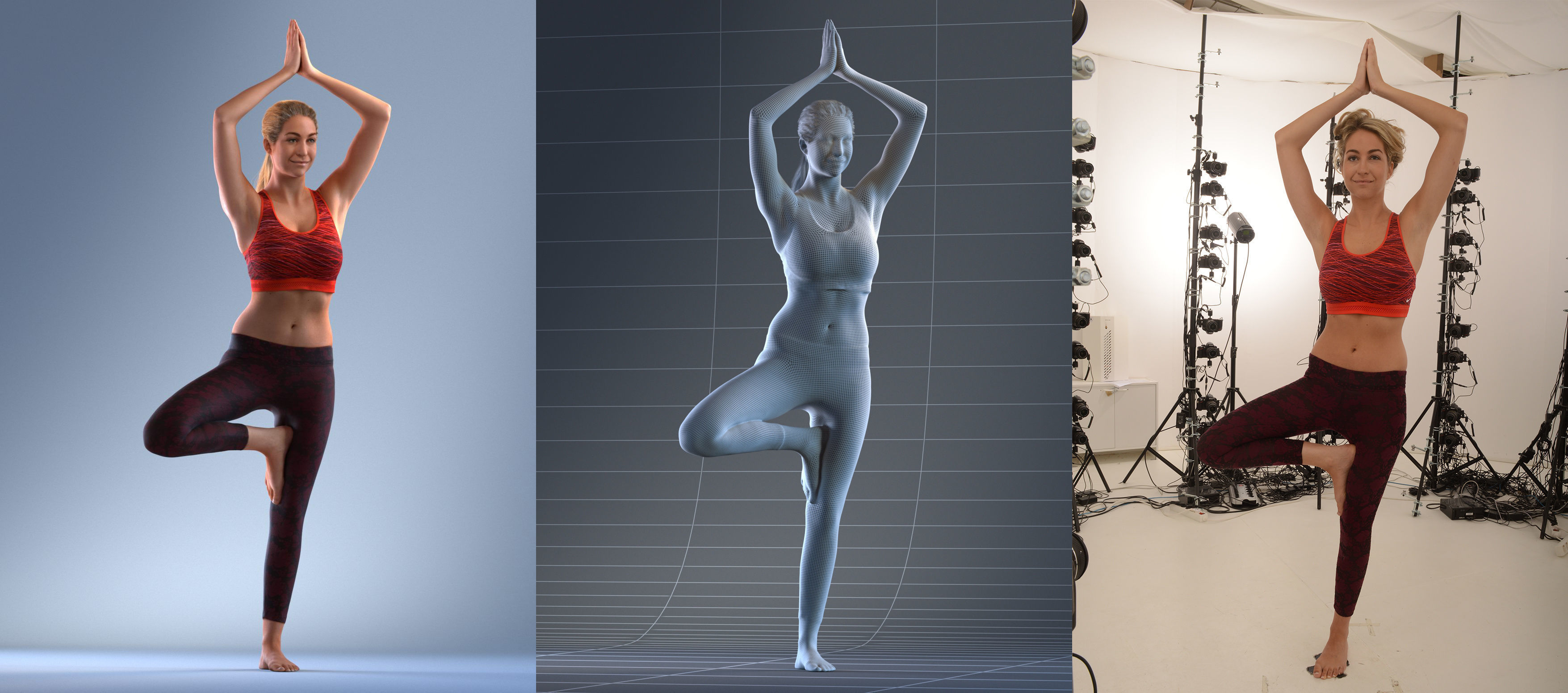 Pre posed Europeaan woman 3D model in sports attire doing yoga 3D model_11