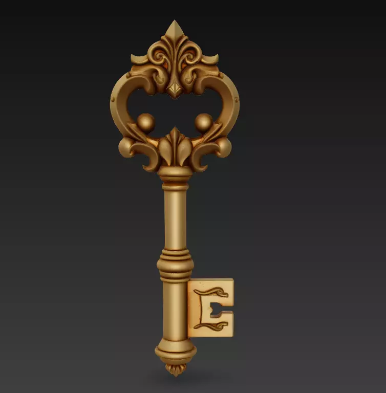 Antique Baroque Key - Royal Relic Sculpture 3D Model 3D print model