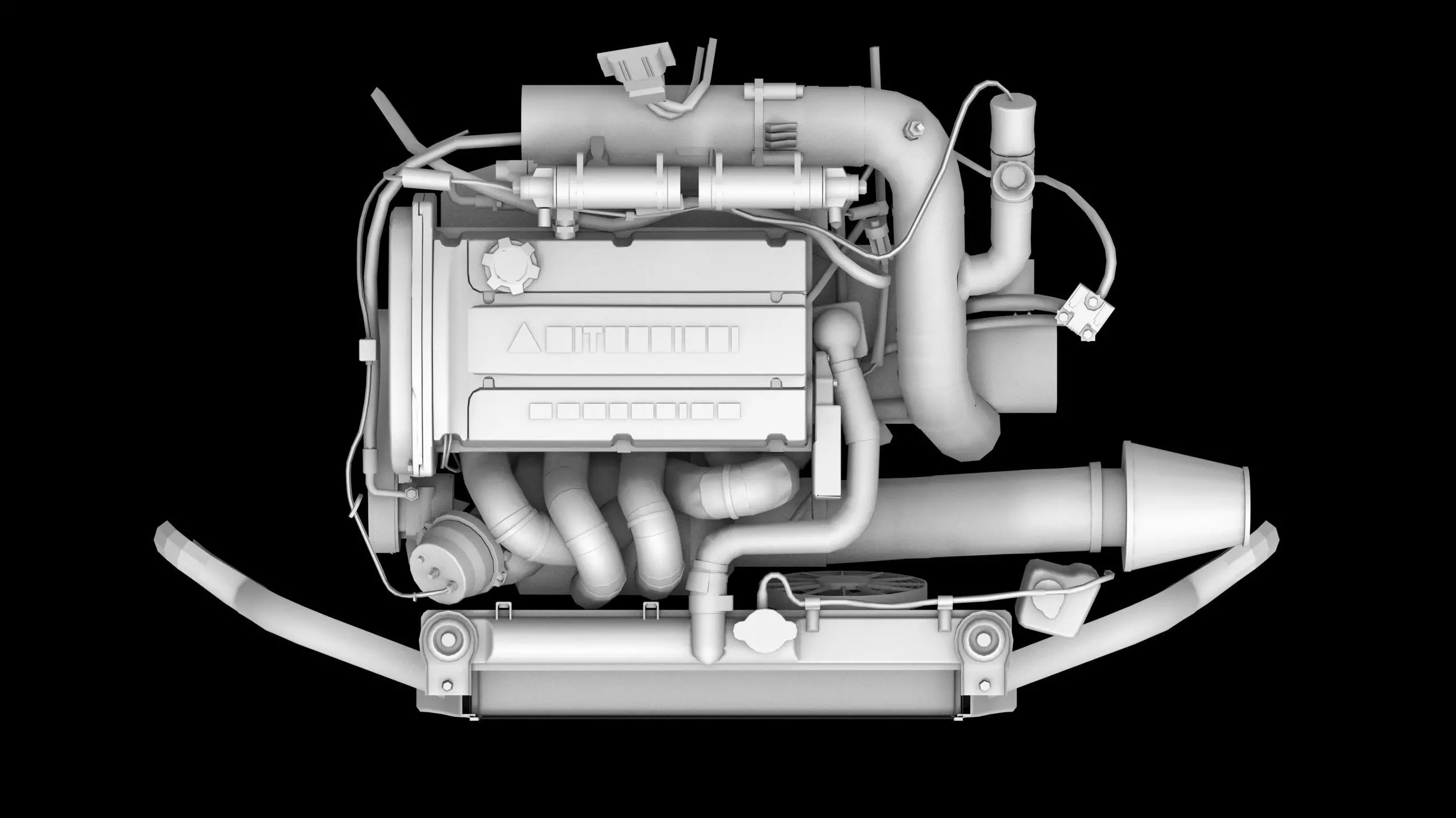 4G63T Evolution Inline 4 Engine Low-poly 3D model_12