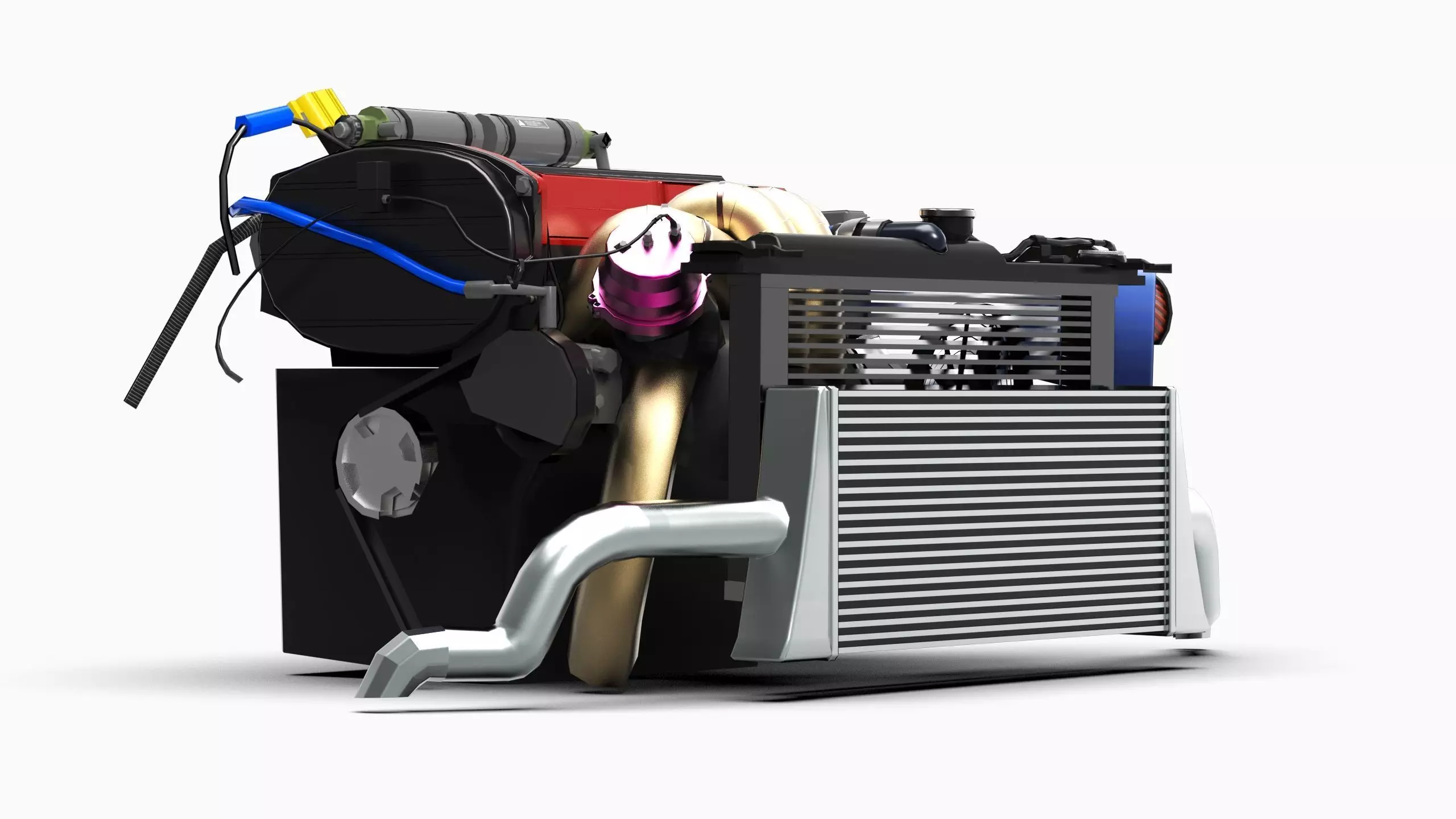 4G63T Evolution Inline 4 Engine Low-poly 3D model_3