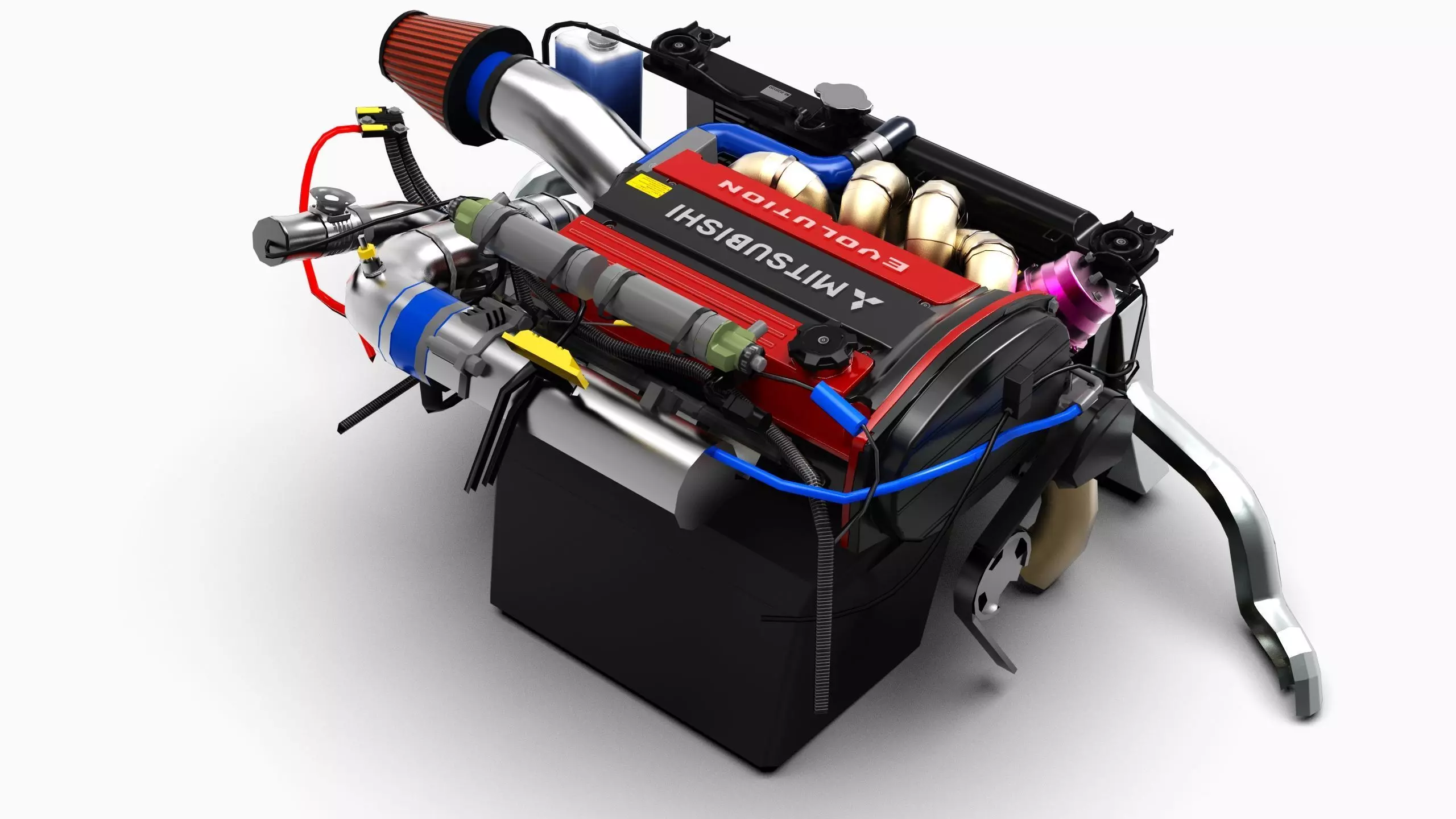 4G63T Evolution Inline 4 Engine Low-poly 3D model_2