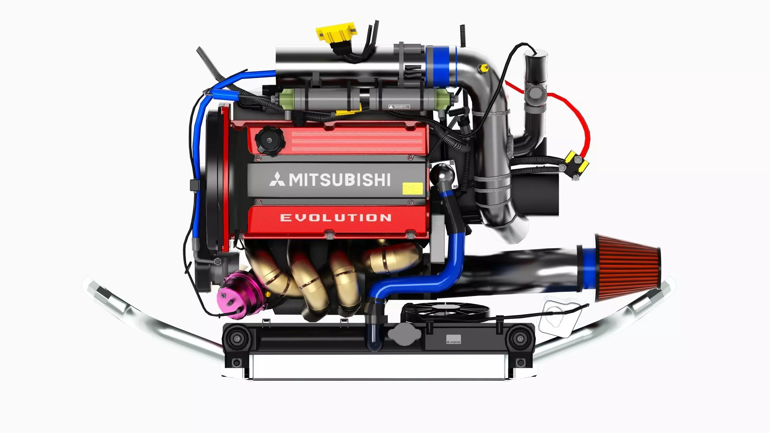 4G63T Evolution Inline 4 Engine Low-poly 3D model_4