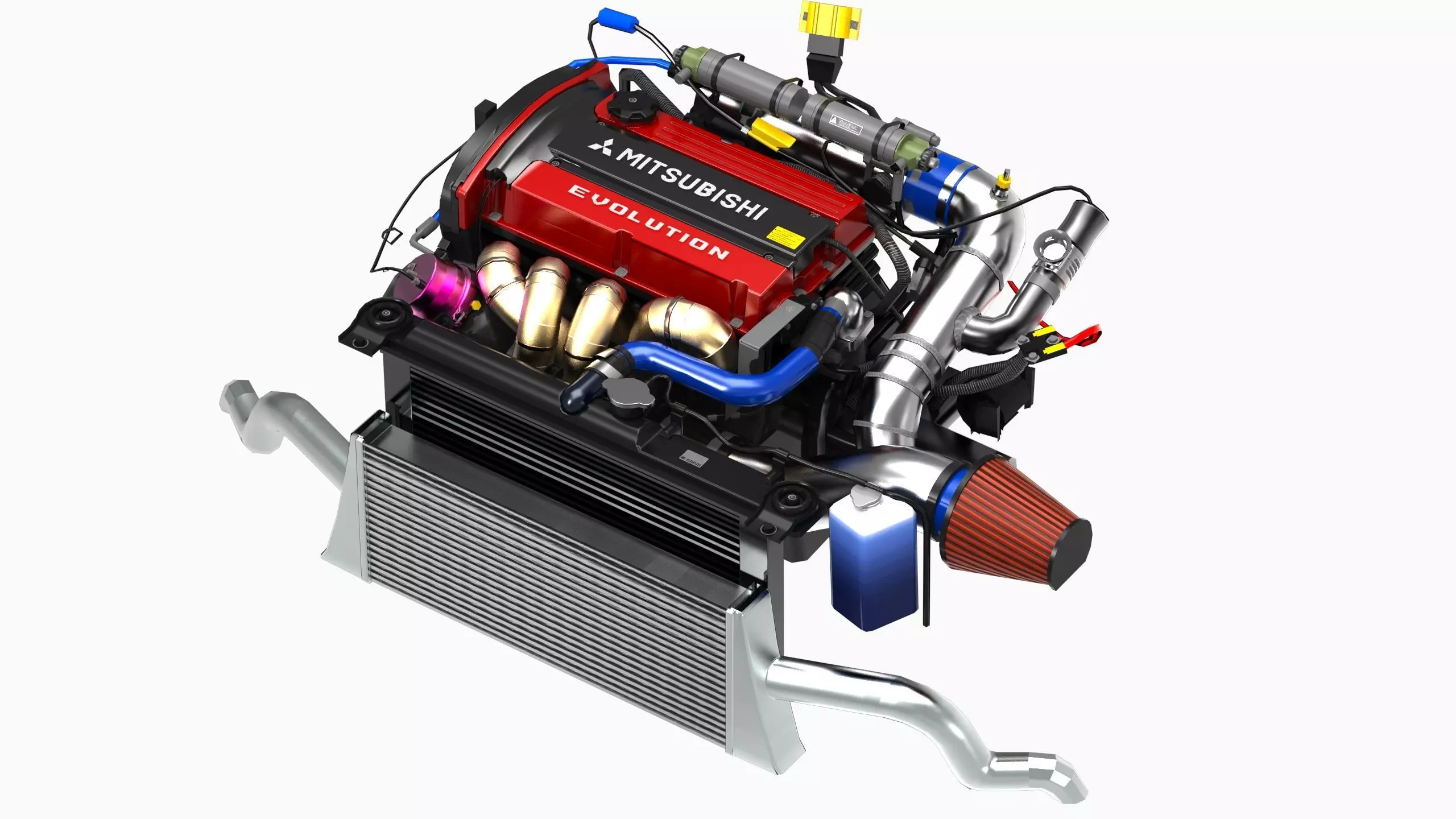 4G63T Evolution Inline 4 Engine Low-poly 3D model_0