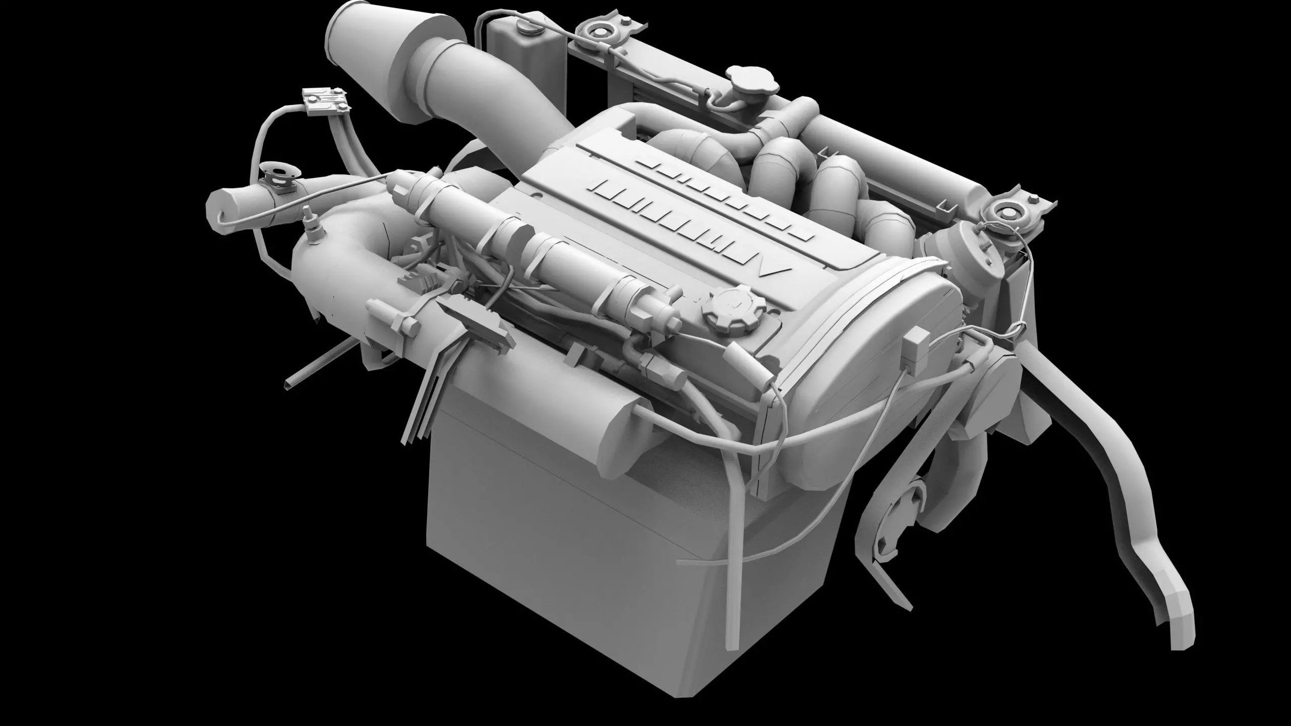 4G63T Evolution Inline 4 Engine Low-poly 3D model_10