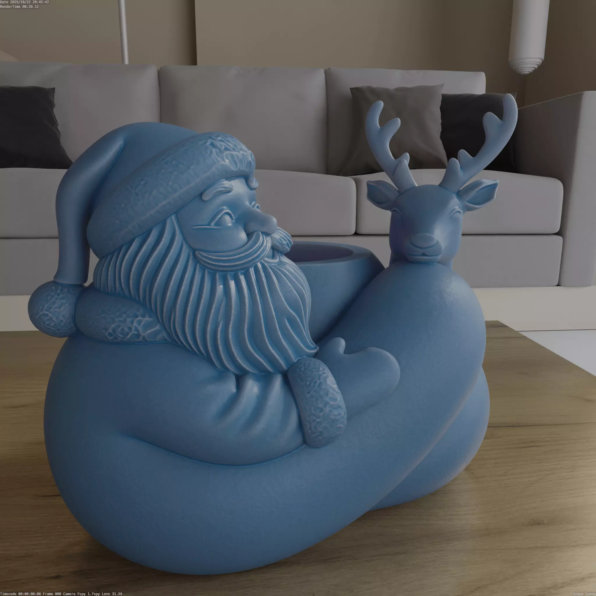 Santa and Reindeer Candy Pot Christmas Planter 3D print model_1