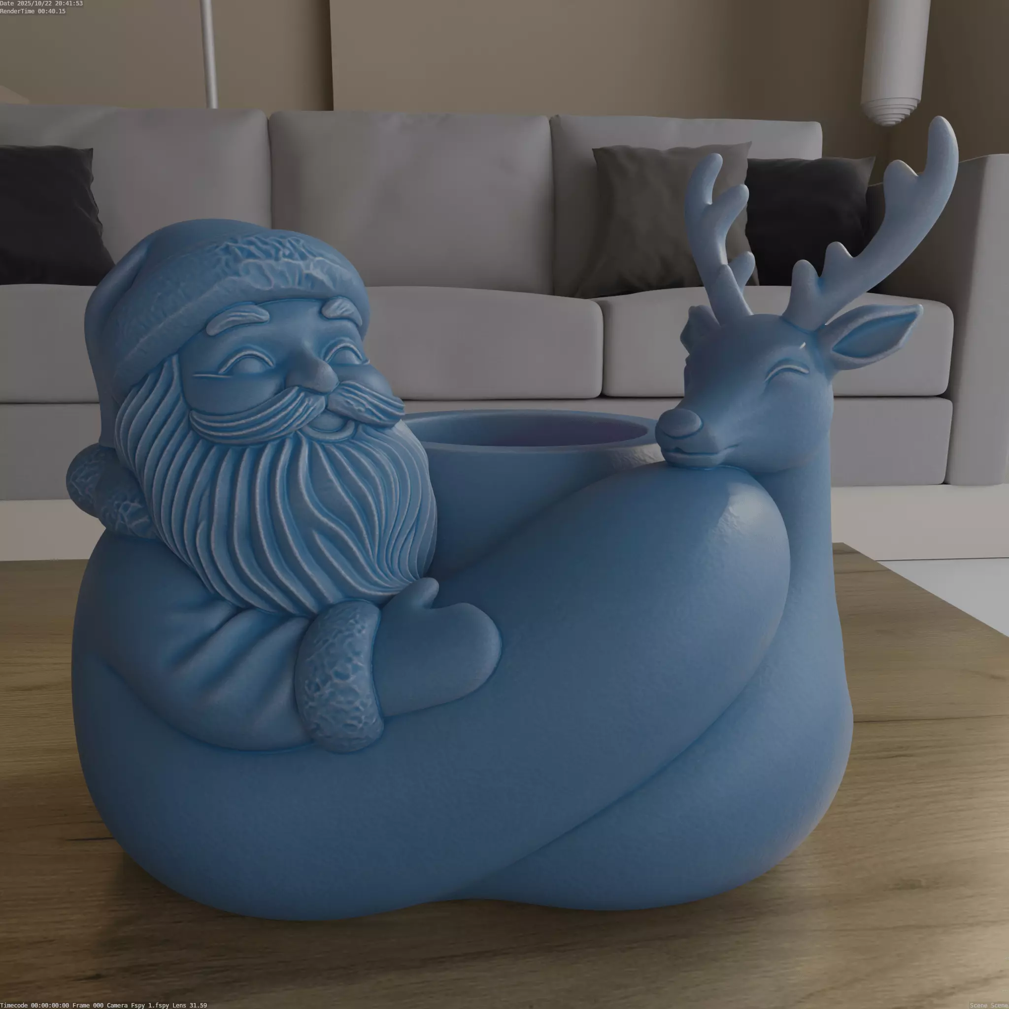 Santa and Reindeer Candy Pot Christmas Planter 3D print model_0