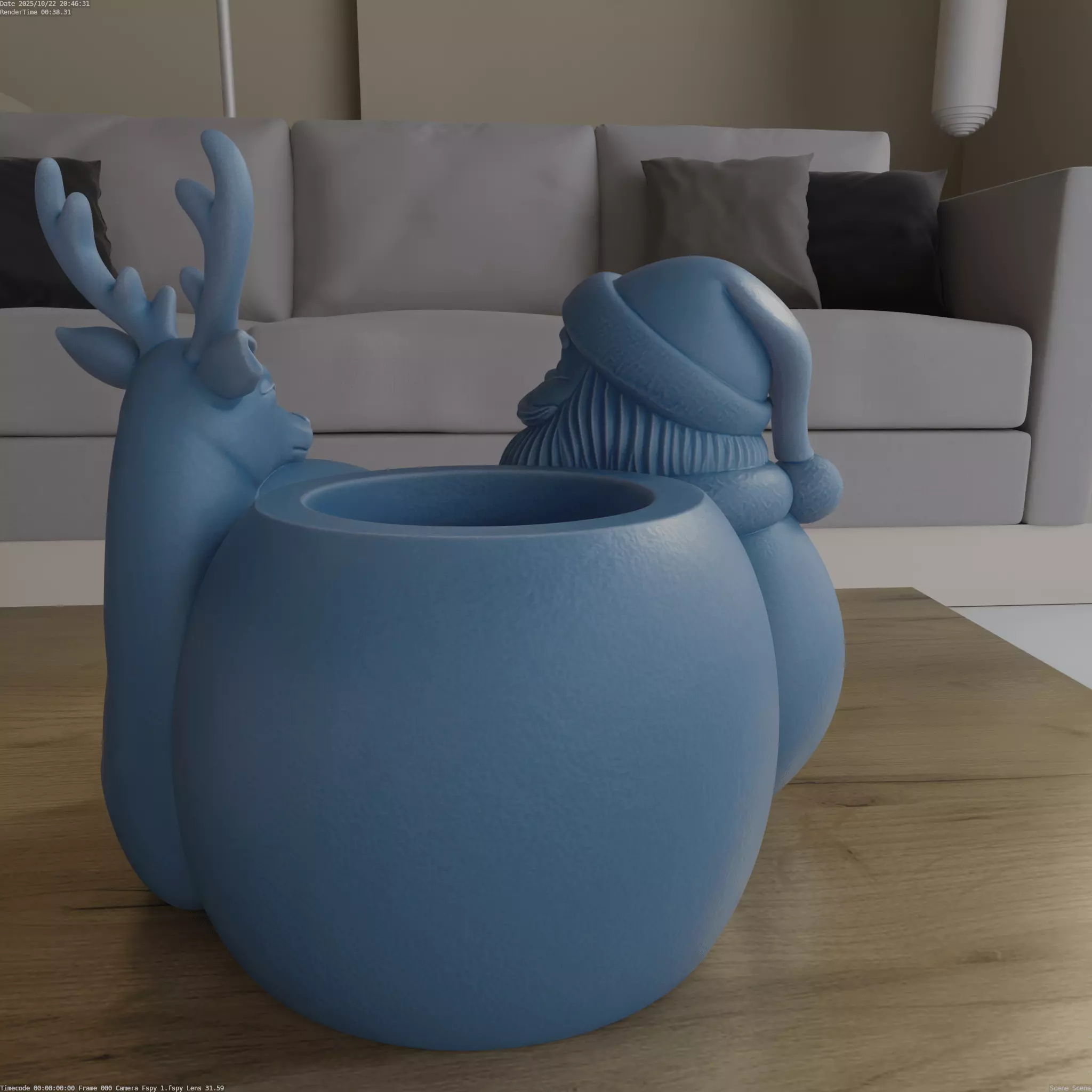Santa and Reindeer Candy Pot Christmas Planter 3D print model_2