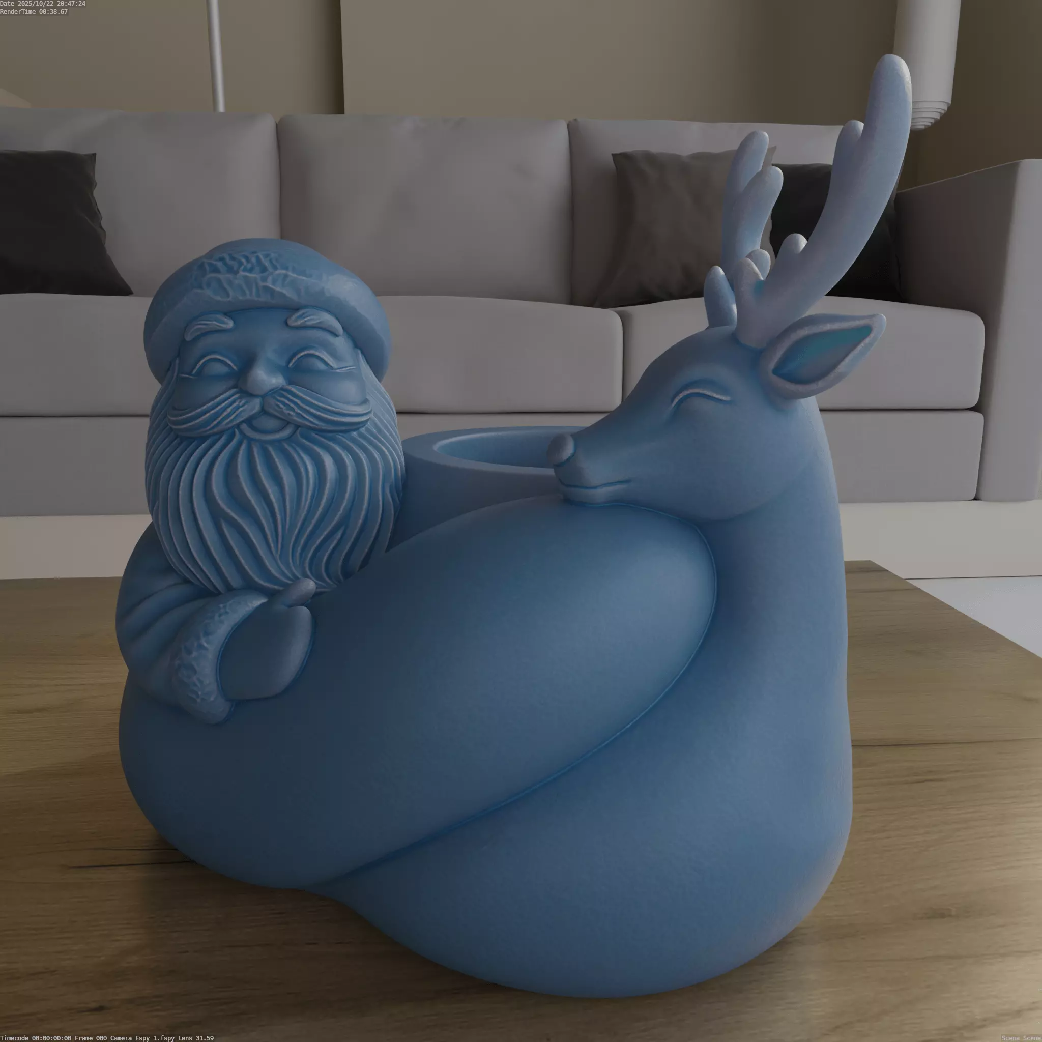 Santa and Reindeer Candy Pot Christmas Planter 3D print model_3
