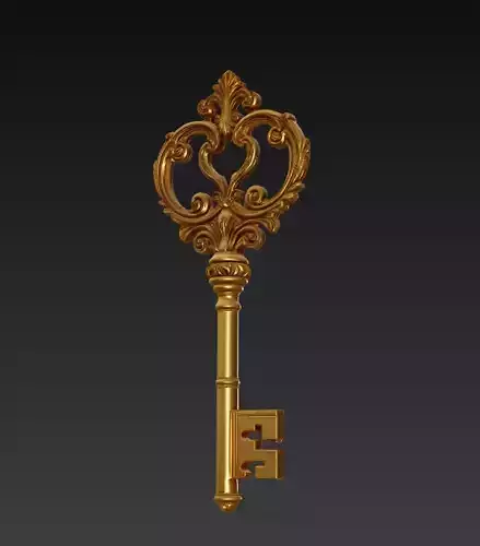 Golden Ornate Key - Royal Relic 3D Model