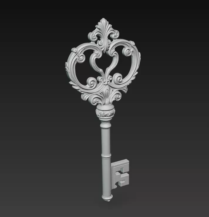 Golden Ornate Key - Royal Relic 3D Model 3D print model_8