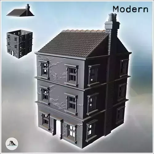 Tiled-roof house with bay window on the ground floor and a large