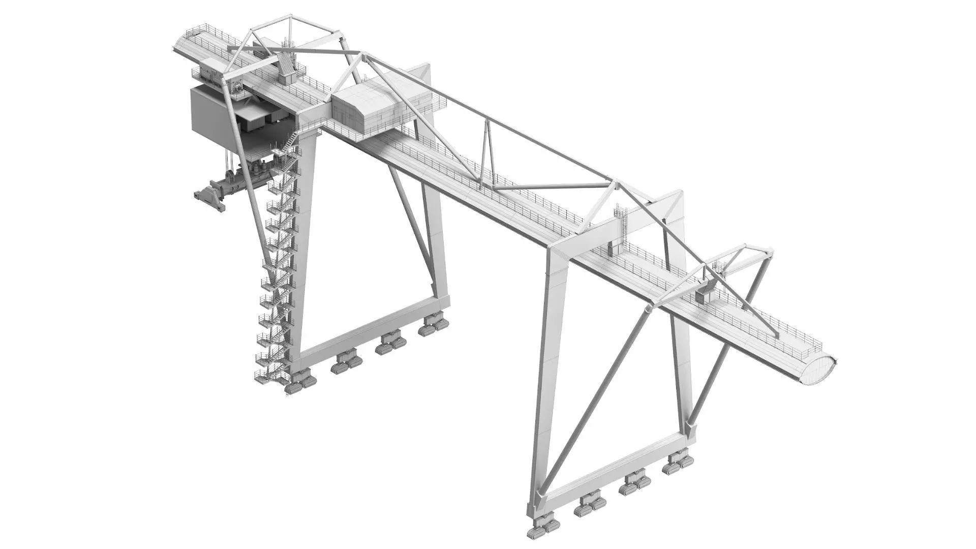 Container RTG Gantry Cargo Crane 3D model_11