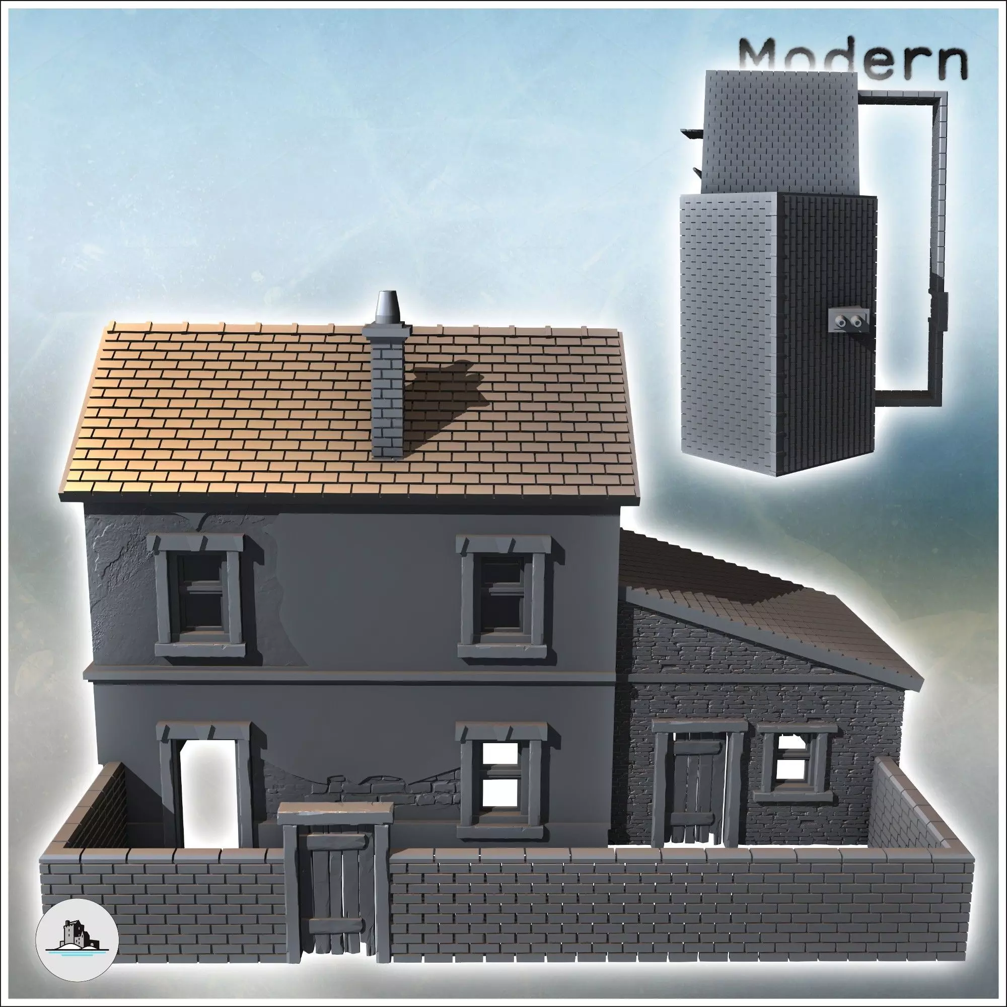 Automobile garage building with annex and gas station 21 - Moder 3D print model_3