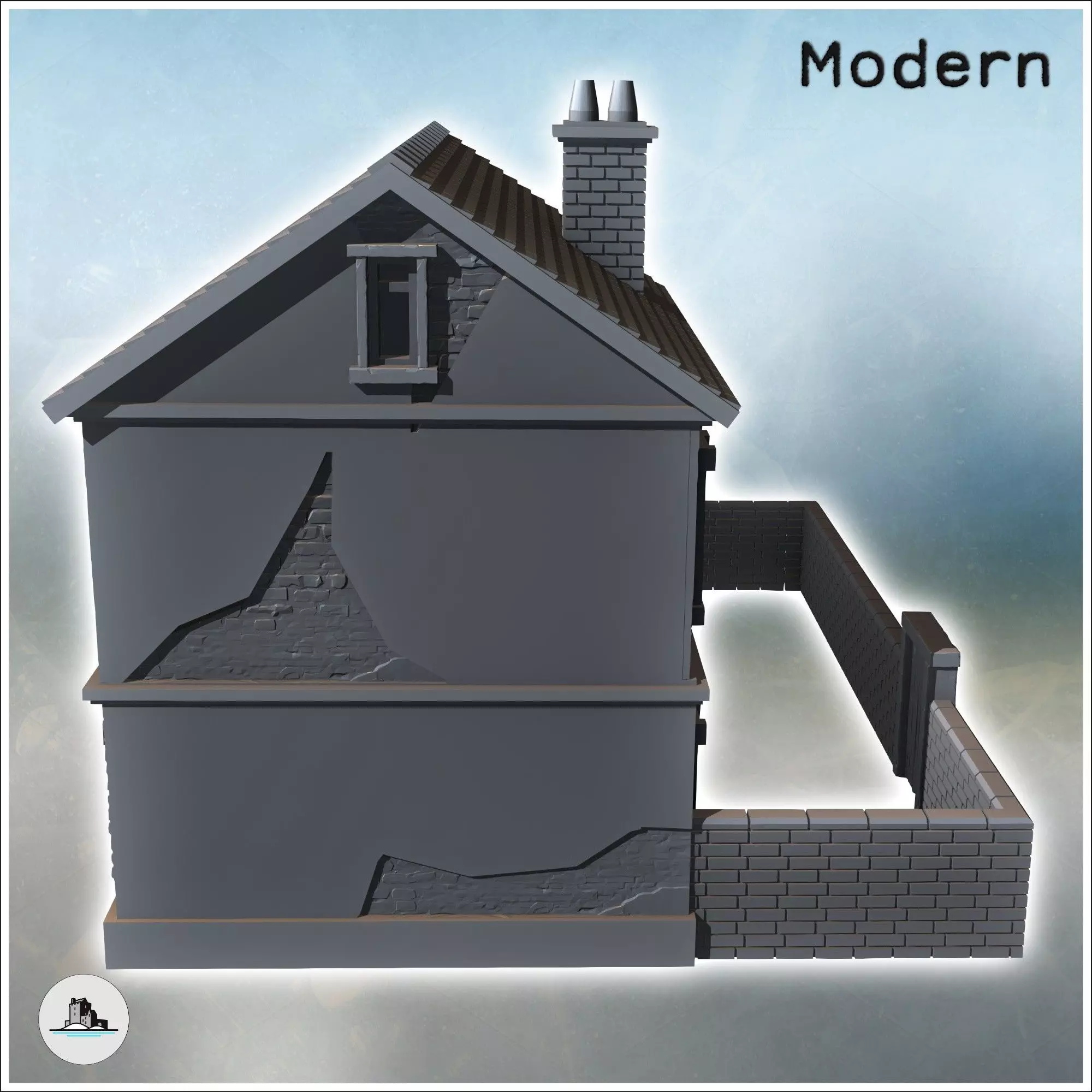 Automobile garage building with annex and gas station 21 - Moder 3D print model_4