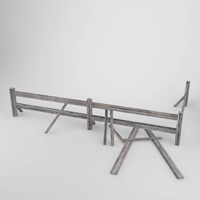 Fence wooden Low-poly 3D model_4