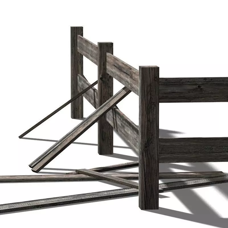 Fence wooden Low-poly 3D model_0