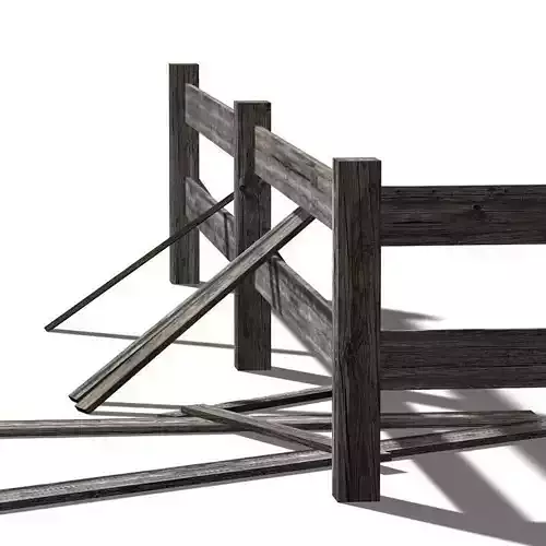 Fence wooden Low-poly 3D model