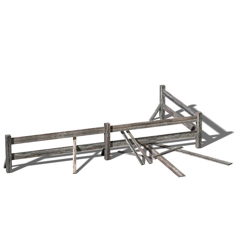 Fence wooden Low-poly 3D model_1