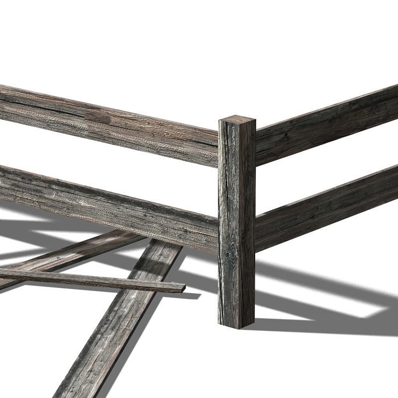 Fence wooden Low-poly 3D model_6
