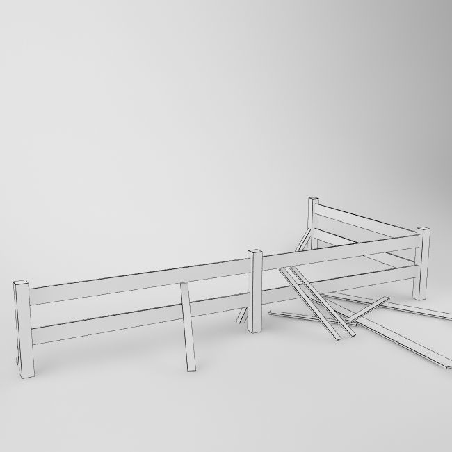 Fence wooden Low-poly 3D model_7