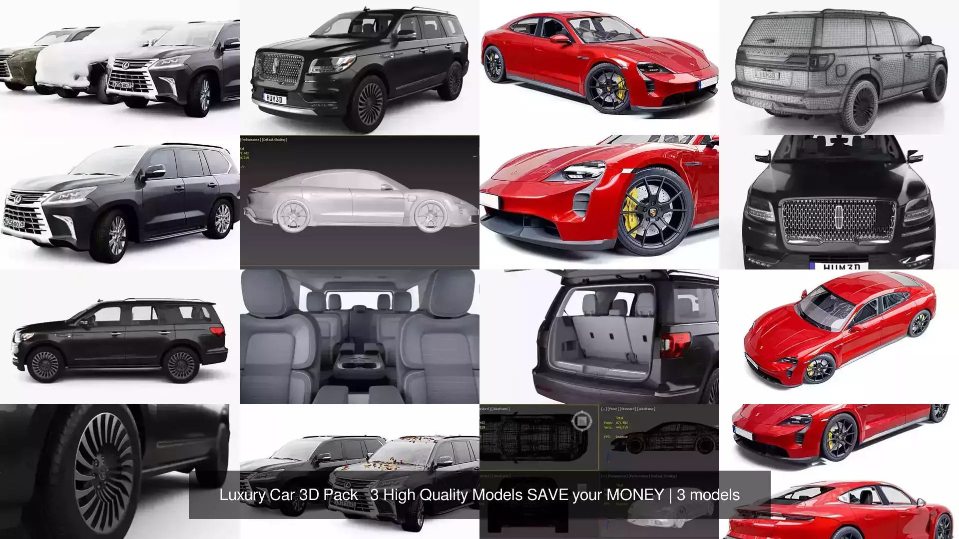 Luxury Car 3D Pack 3 High Quality Models SAVE your MONEY 3D Model Collection_0