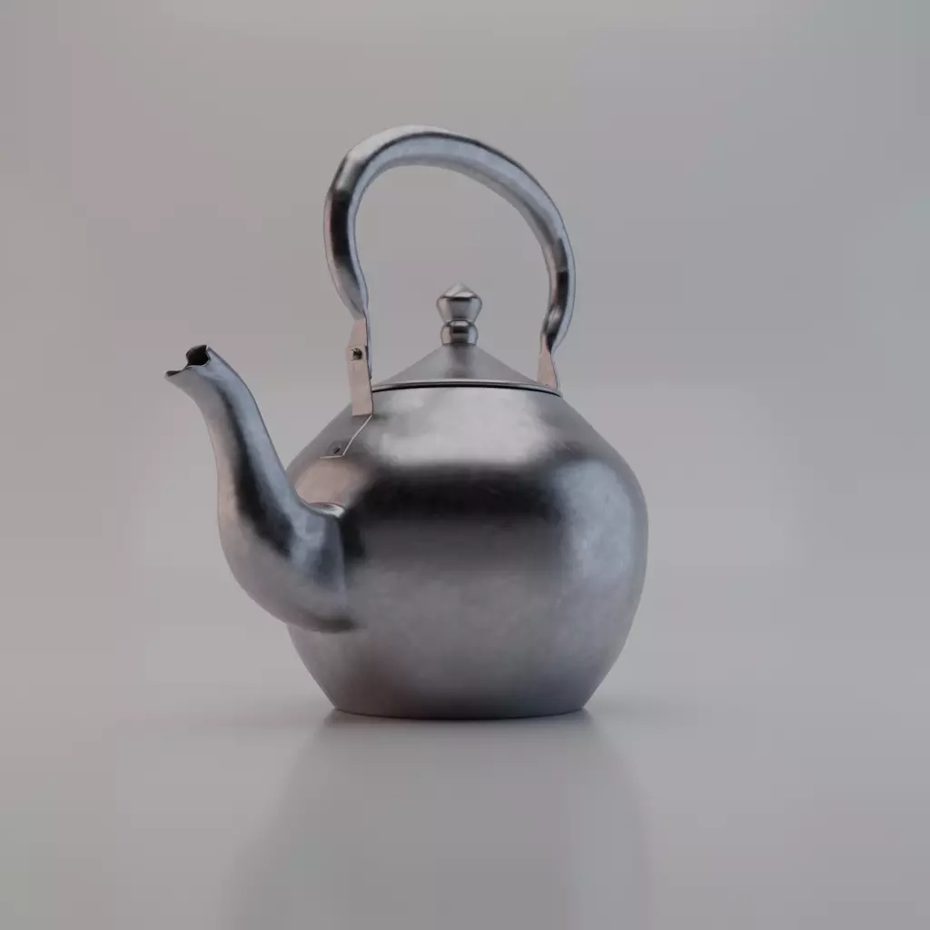 Metallic Teapot 3D Model 3D model_3