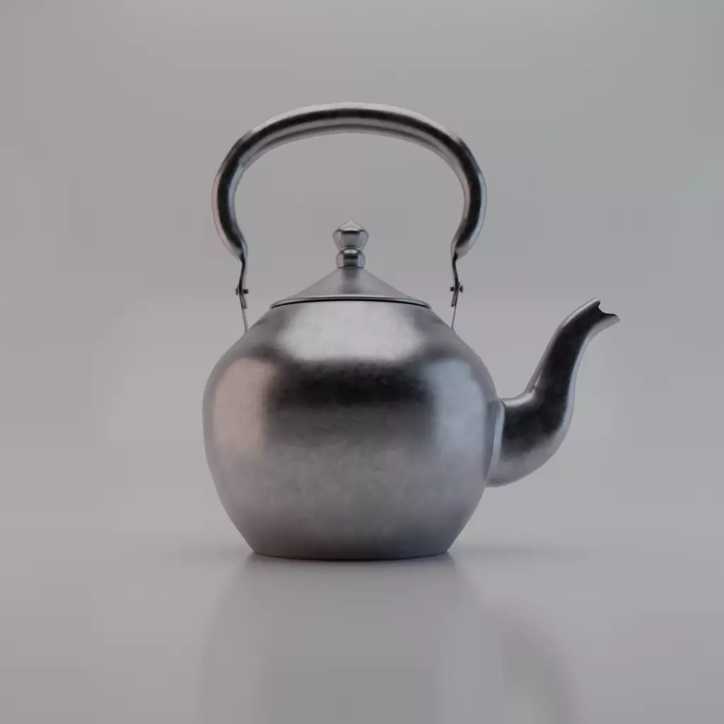 Metallic Teapot 3D Model 3D model_0