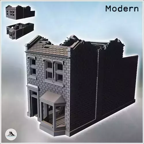 Tiled-roof house with bay window on the ground floor and a large