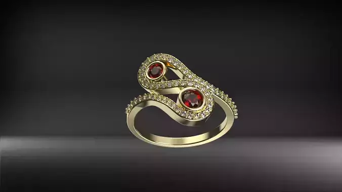 Elegant Gold Ring with Gemstones and Diamonds