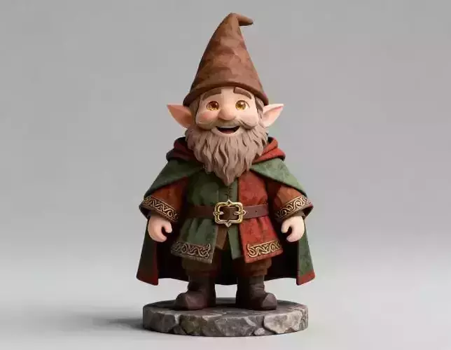 2572  Fairy Tale Gnome  Color Full  Body Figurine on Base