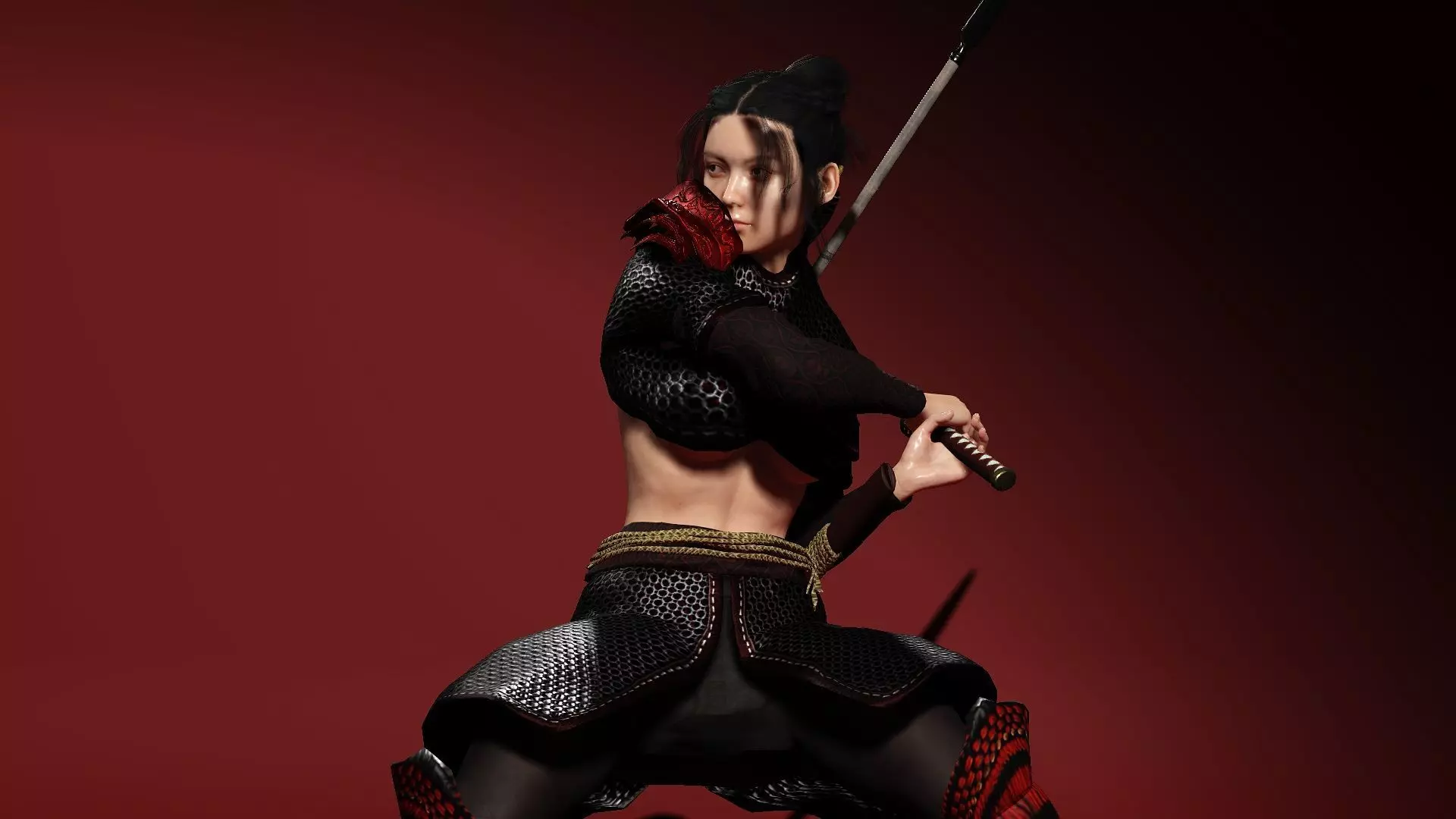 Female Scarlet Samurai 3D model_12