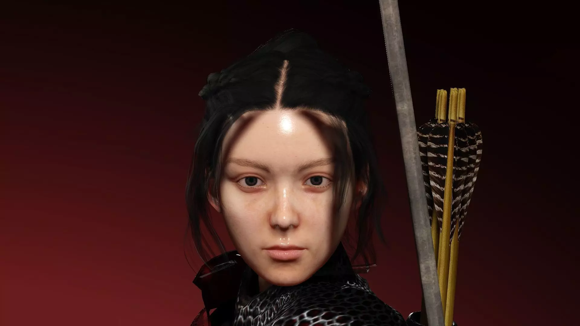 Female Scarlet Samurai 3D model_2