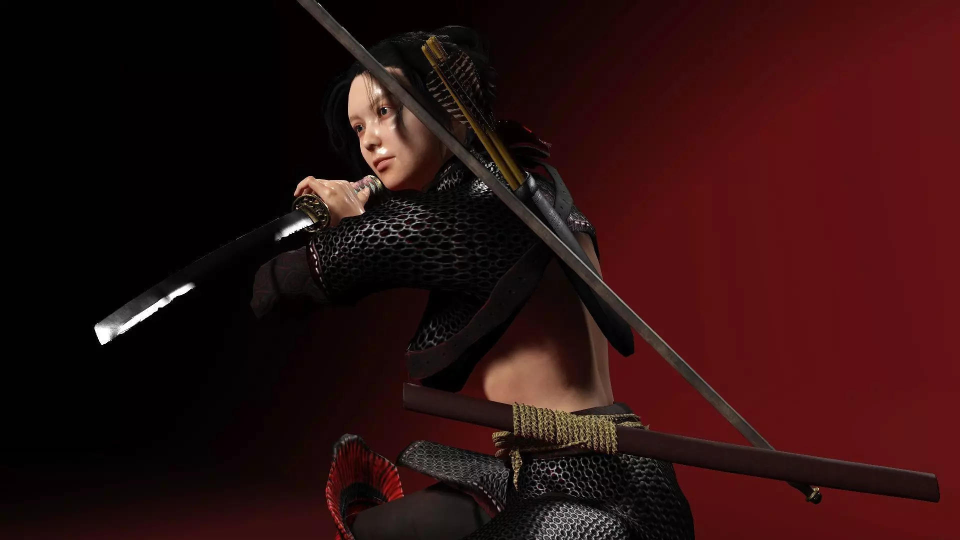 Female Scarlet Samurai 3D model_11