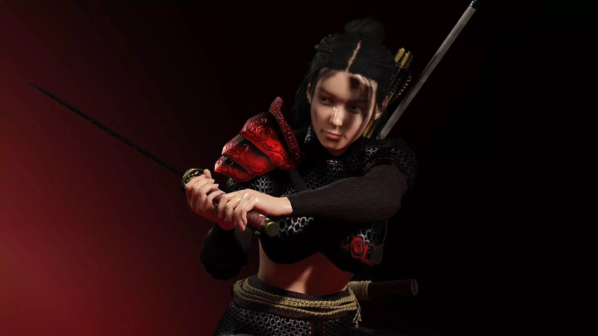 Female Scarlet Samurai 3D model_9