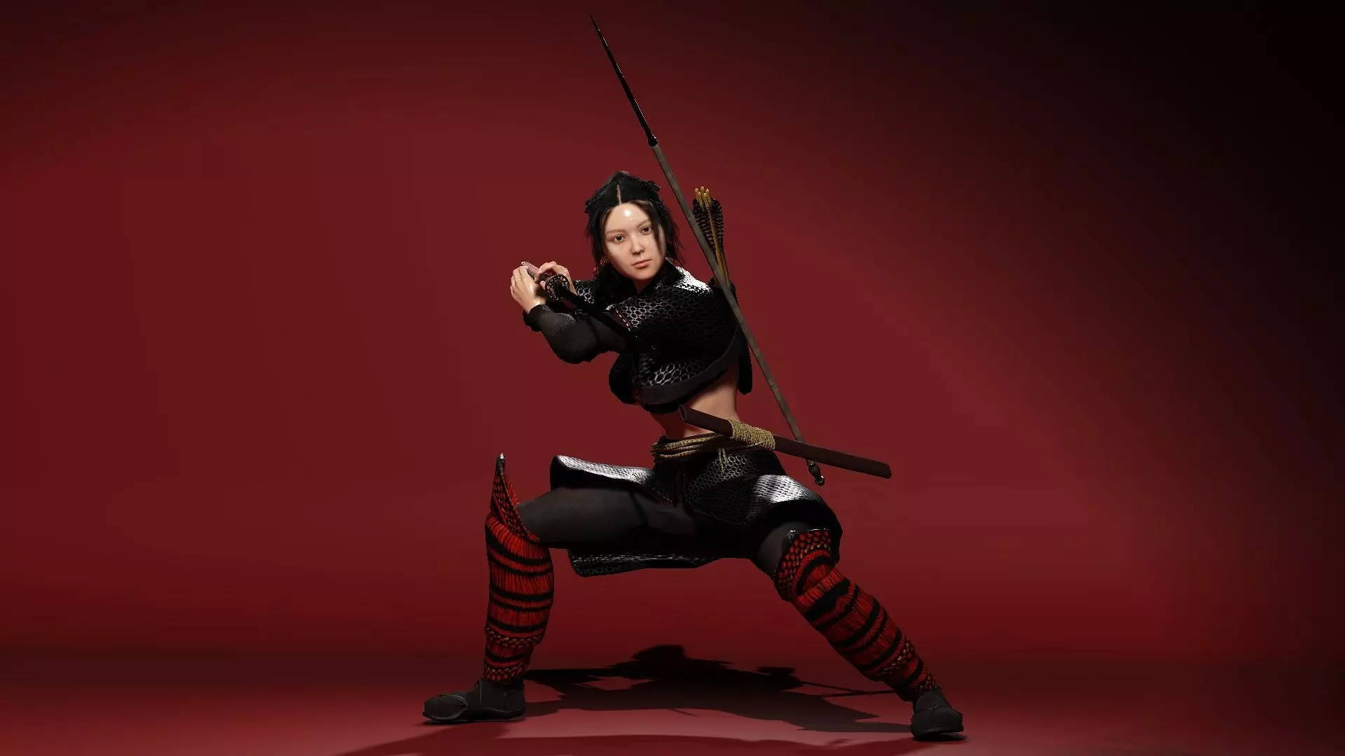 Female Scarlet Samurai 3D model_20